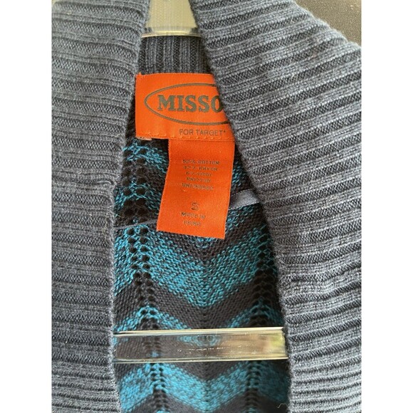 Missoni Target Blue Chevron Size S Long Cardigan Duster Womens Open Front - Picture 3 of 6